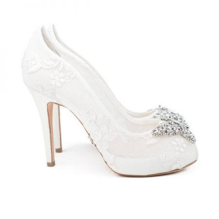 Farfalla Ivory Lace Open Toe Bridal Shoes by Aruna Seth
