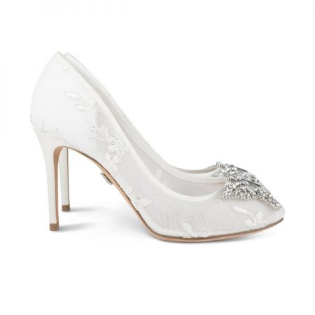 Farfalla Ivory Lace Round Toe Bridal Shoes by Aruna Seth