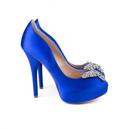 Farfalla Royal Blue Satin Platform Bridal Shoes by Aruna Seth