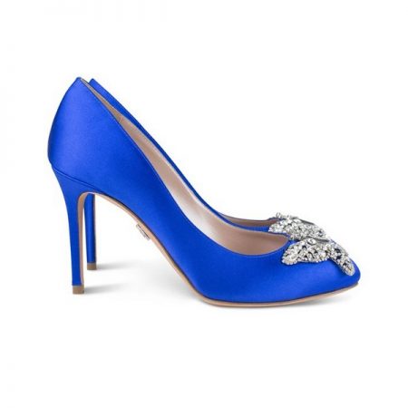 Farfalla Royal Blue Satin Round Toe Bridal Shoes by Aruna Seth