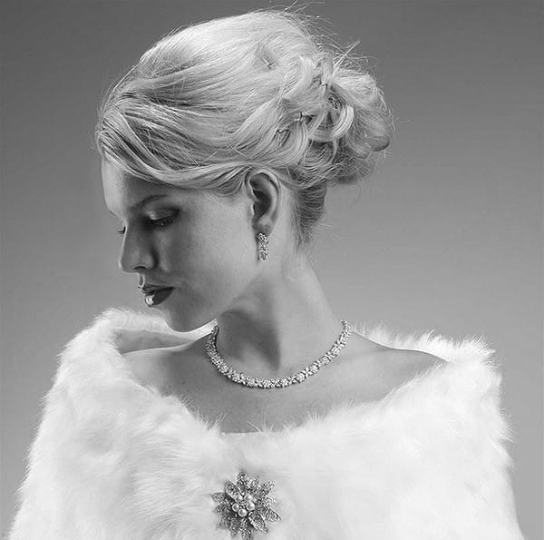 Faux Fur Wrap with Brooch Winter Bridal Accessory