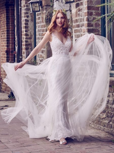 Hazel Wedding Dress with Tulle Overskirt from the Maggie Sottero Emerald 2018 Bridal Collection