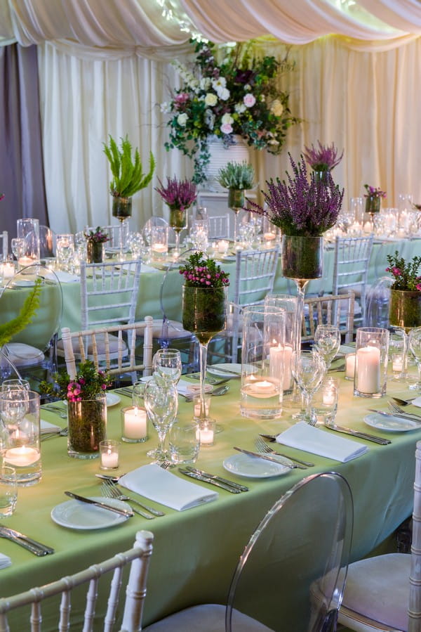 Mixed Height Candles On Wedding Tables