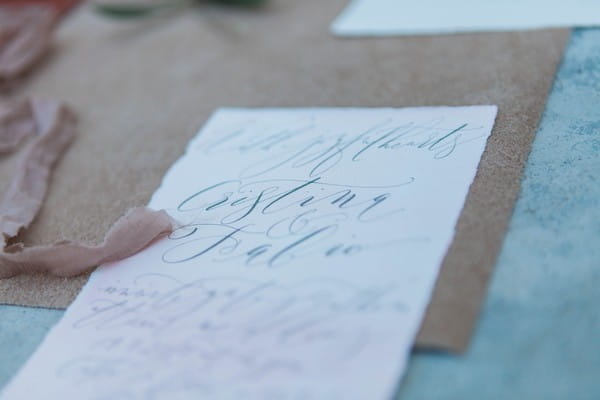 Calligraphy on wedding stationery