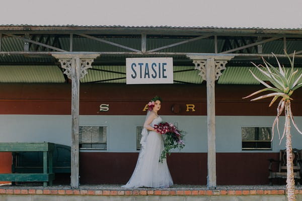 Bride on station platform at The Simondium Country Lodge