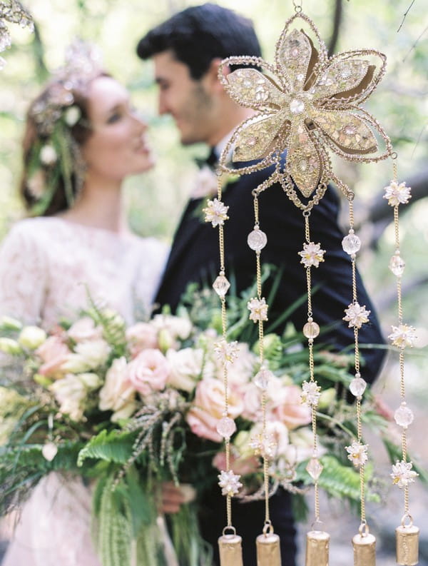 Flower decoration hanging from tree branch