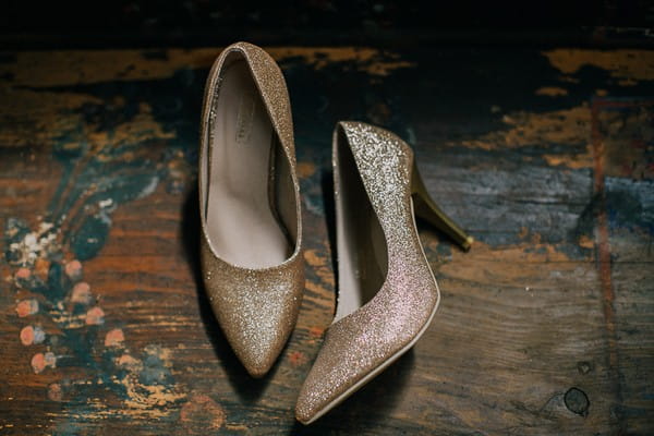 Gold glitter wedding shoes