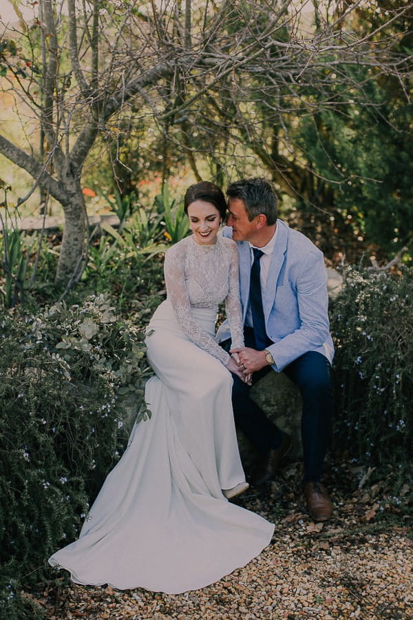 Bride and groom sitting together