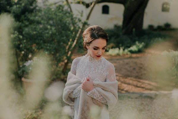 Bride with fur shrug