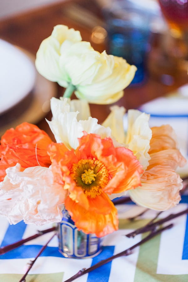 Orange wedding table flowers