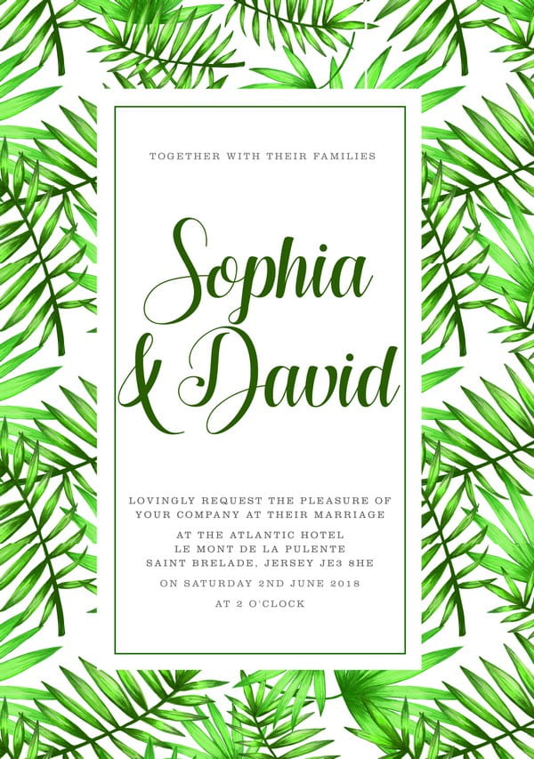 Green Tropical Wedding Invitation