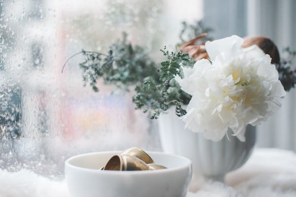 White bowl and flowers