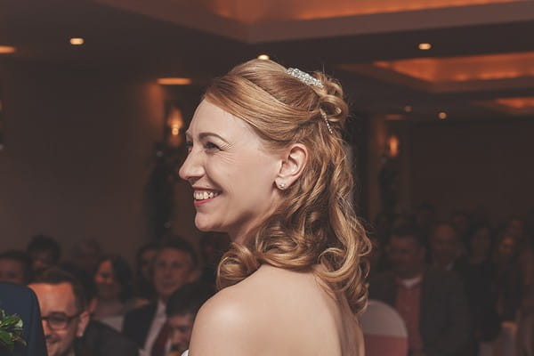 Bride with half up half down hairstyle