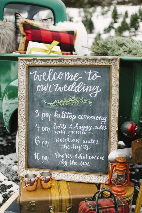 Wedding welcome chalkboard sign