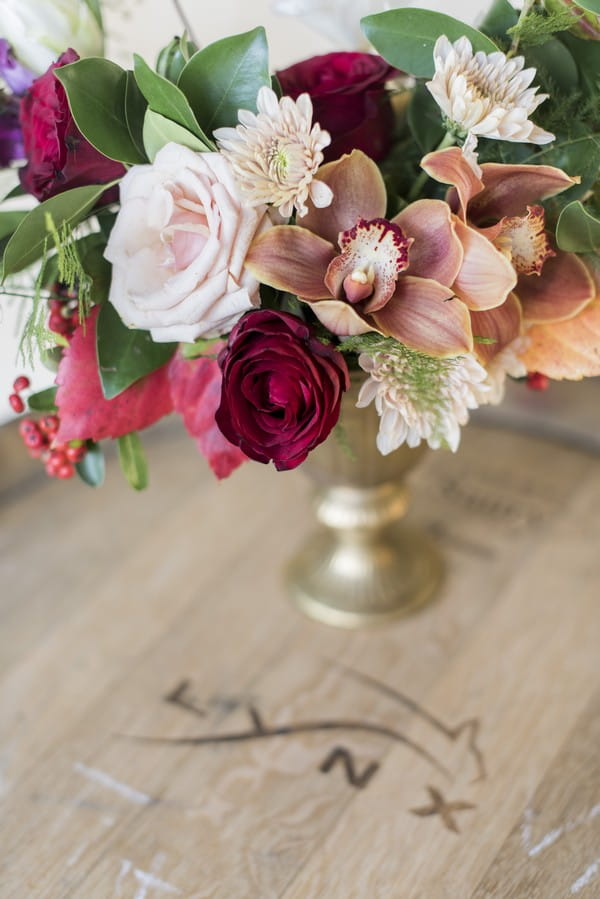 Winter wedding floral display