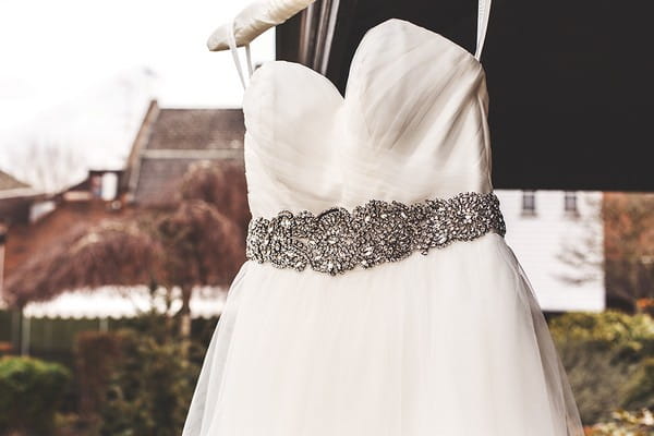 Sparkly belt on wedding dress
