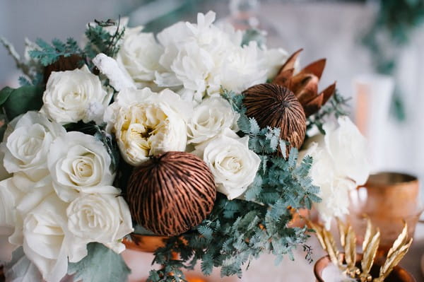 White wedding table flowers