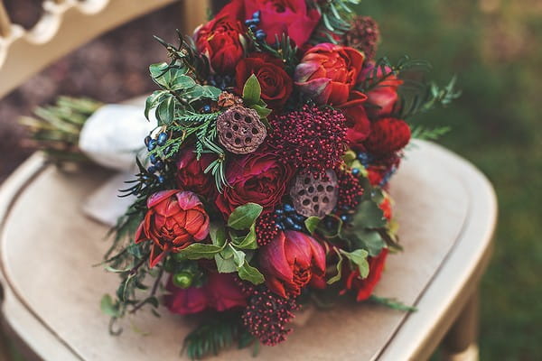 Red Christmas wedding bouquet