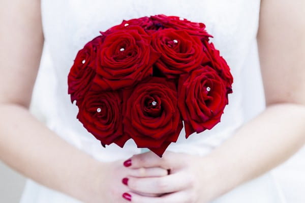 Red Rose Bouquet with Crystals