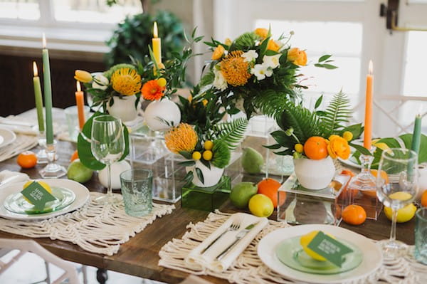 Citrus wedding table styling