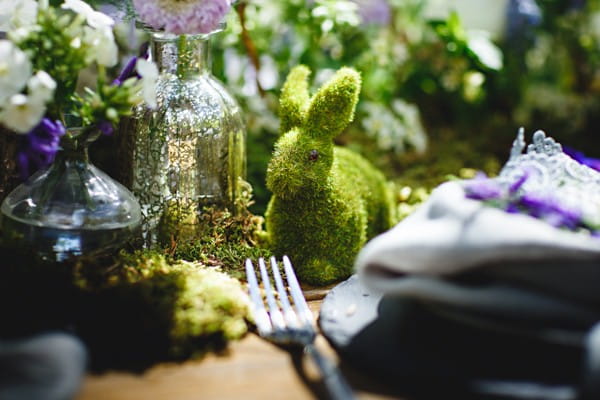Topiary rabbit wedding table decoration