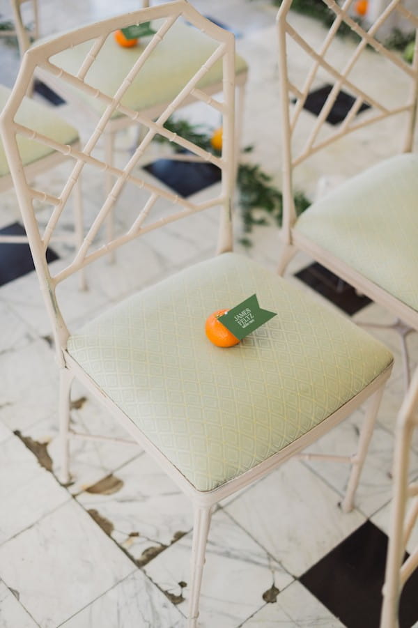 Orange on wedding ceremony seat