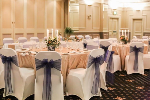 Wedding tables in dining room at The Duke of Cornwall Hotel