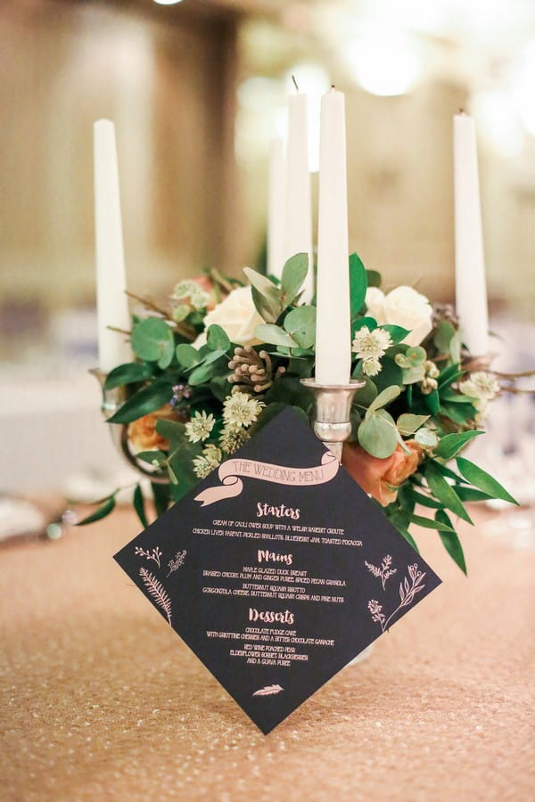 Dark blue wedding menu