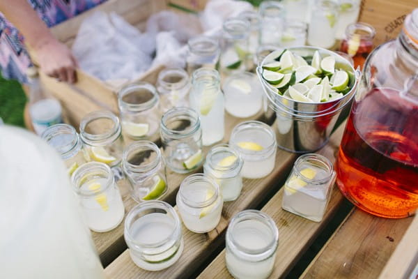 Jars of wedding drinks