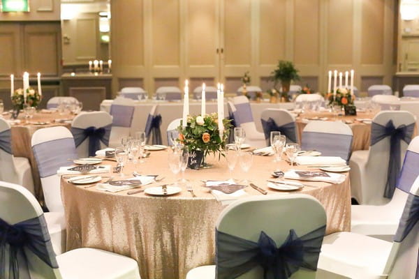 Wedding table with sequin tablecloth