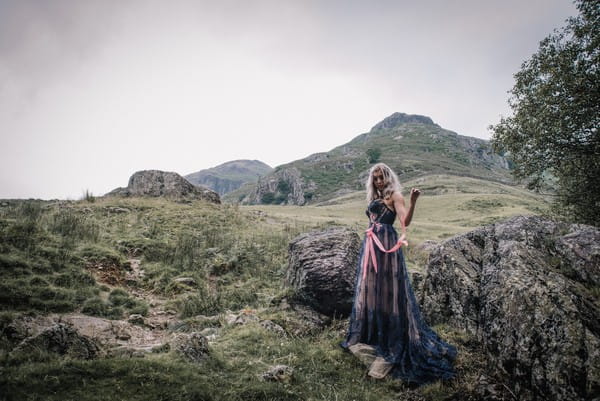 Bride in mountains of Lake District