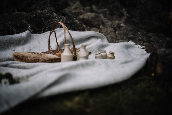 Blanket with wedding picnic