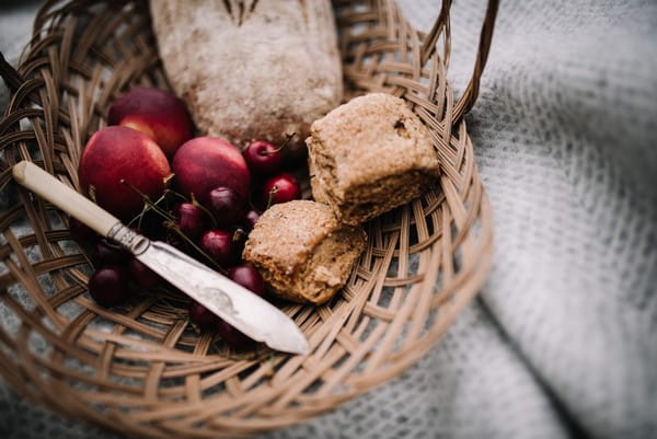 Basket of break and fruit