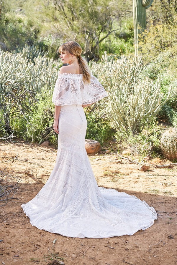 Back of 6516 Wedding Dress with Cape from the Lillian West Spring/Summer 2018 Bridal Collection