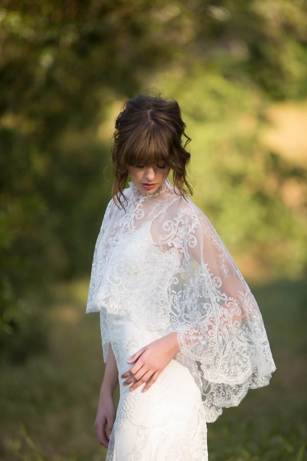 Santa Monica Wedding Dress with Cape from the Claire Pettibone Romantique California Dreamin' 2017 Bridal Collection