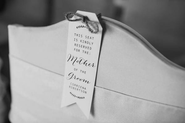 Reserved notice on wedding chair