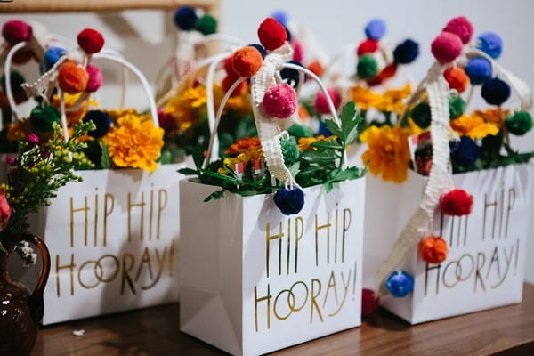 Bags of flowers for hen party