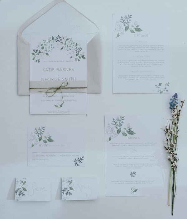 Wedding stationery with floral detail