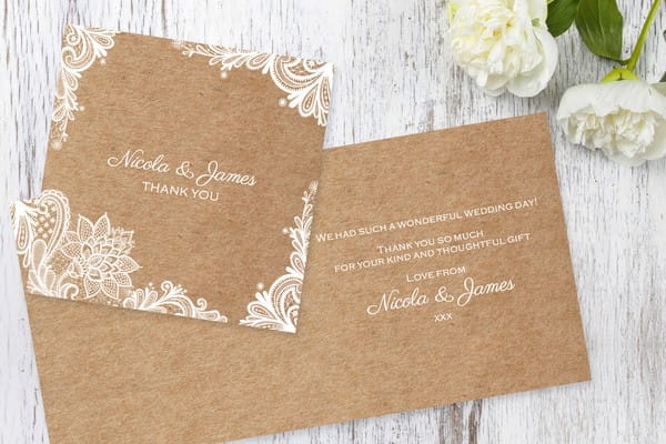 Rustic Lace Wedding Thank You Card