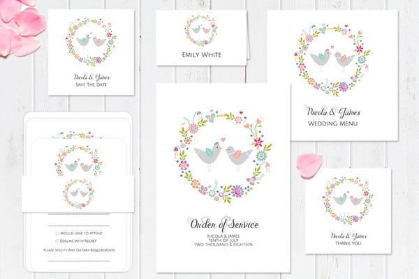 Summer Love Birds Wedding Stationery