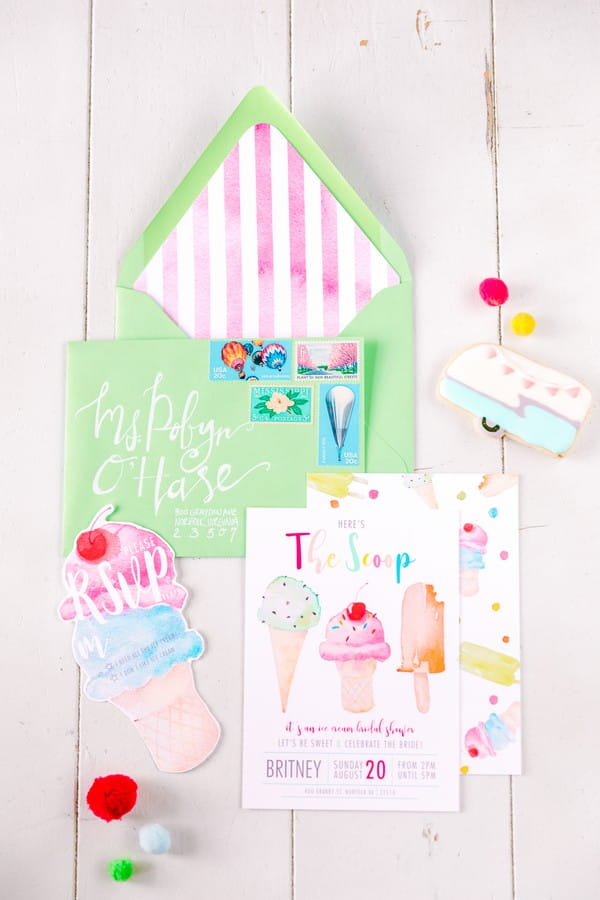 Colourful ice cream hen party stationery