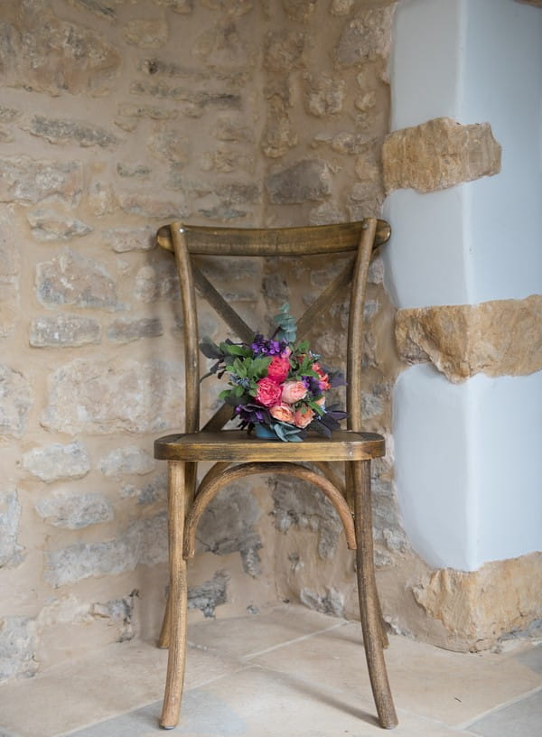 Bouquet on wooden chair