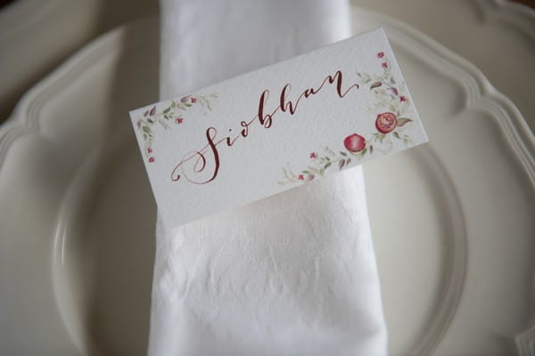 Floral wedding name place card