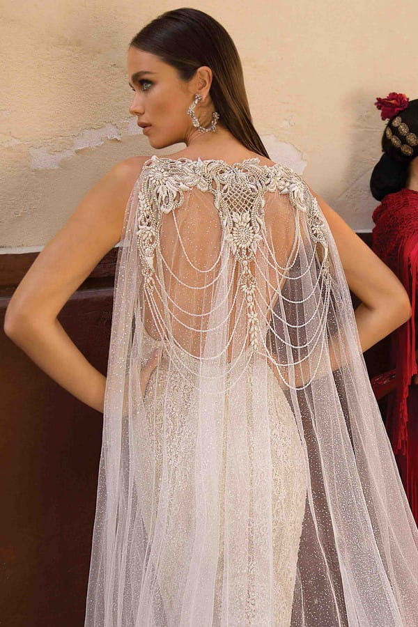 Back of 18-125 Wedding Dress with Cape from the BERTA Seville F/W 2018 Bridal Collection