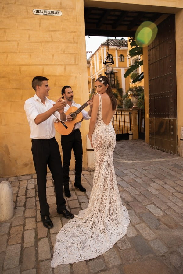 Back of 18-127 Wedding Dress from the BERTA Seville F/W 2018 Bridal Collection