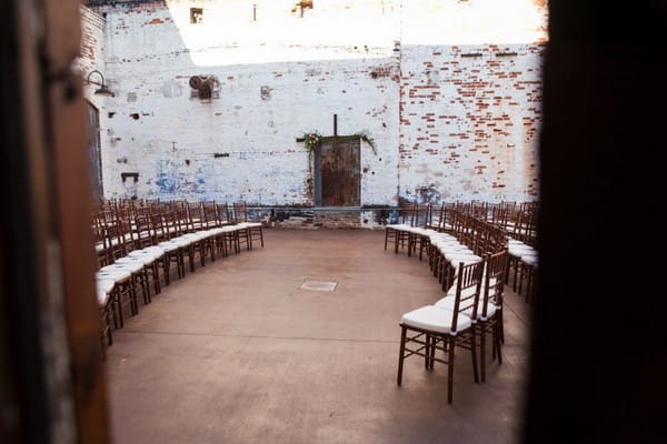 Circular wedding ceremony seating arrangement