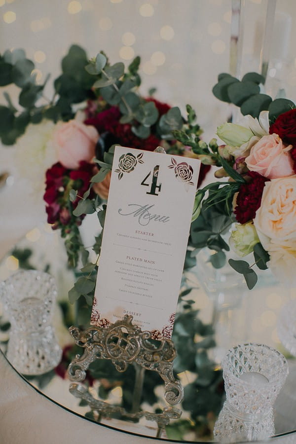 Winter wedding table number