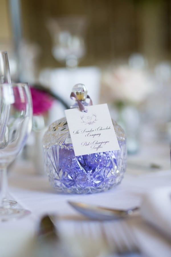 Jar of truffles on wedding table