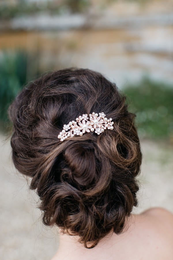 Bridal hair accessory in updo hairstyle