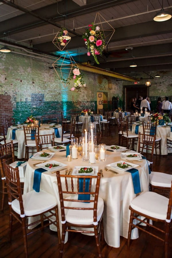Wedding tables in The Engine Room, Georgia